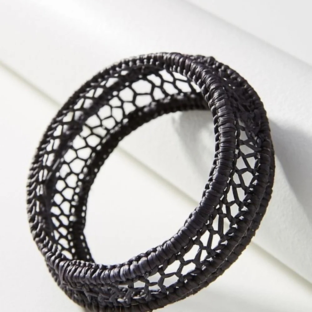 NWOT Anthro Luxchilas Straw Black Bangle Bracelet